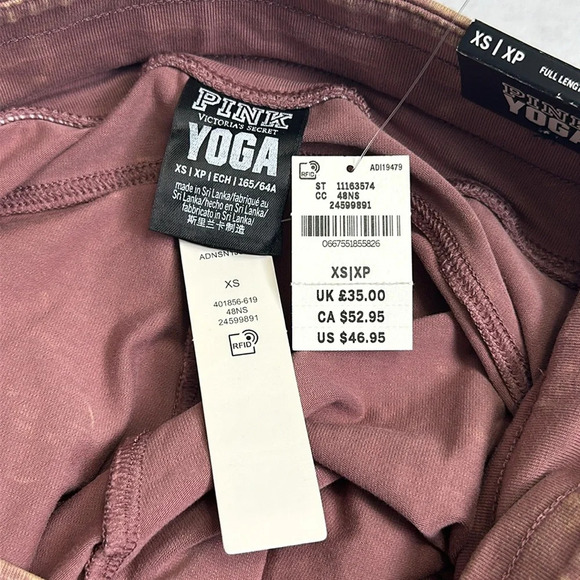 Victoria’s Secret PINK Yoga Women’s XSmall Leggings Brown Acid Wash NWT - Picture 10 of 14